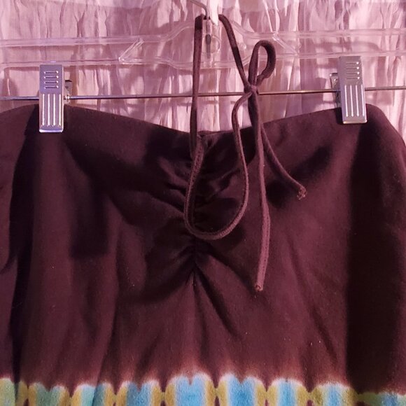 "GREEN" Tie Dyed Dress Swim Suit Cover-up with Spaghetti Tie-strap Around Neck - Picture 4 of 7